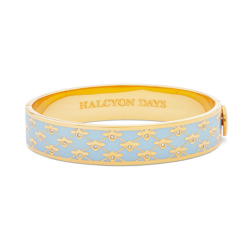 Bee Sparkle Trellis Forget-Me-Not Blue & Gold Bangle