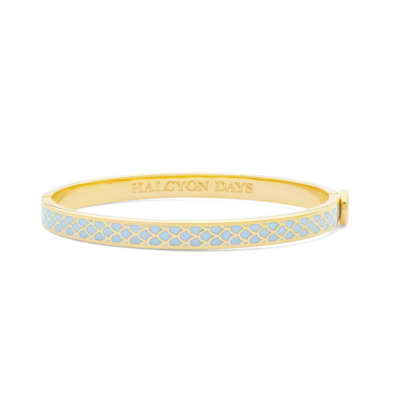 Skinny Salamander Hinged Bangle in Forget-me-Not Blue & Gold