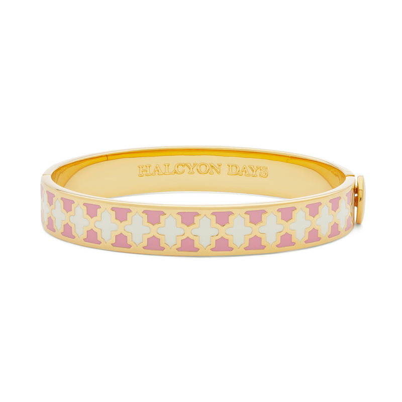 Agama Hinged Bangle in Pink, Cream & Gold