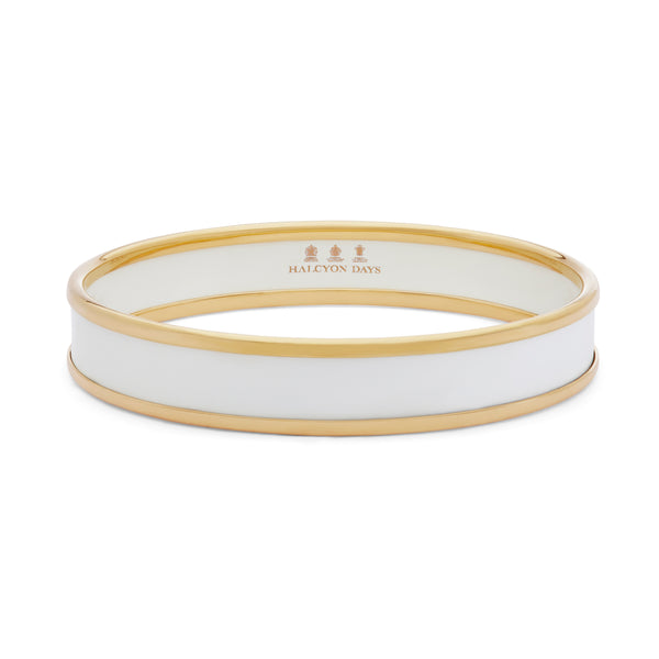 Preppy Push-On Enamel Bangle in Cream & Gold
