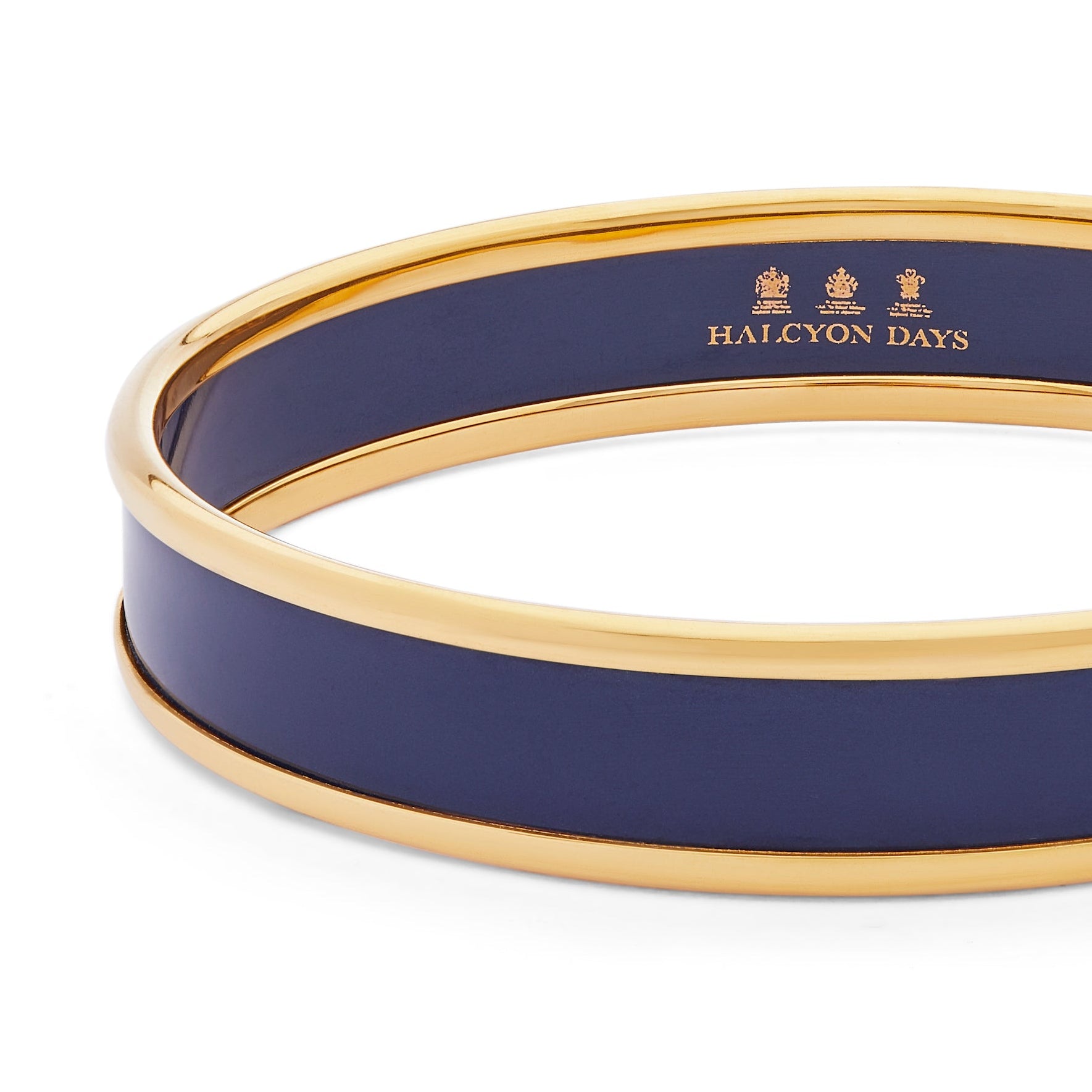 Preppy Push-On Enamel Bangle in Navy & Gold