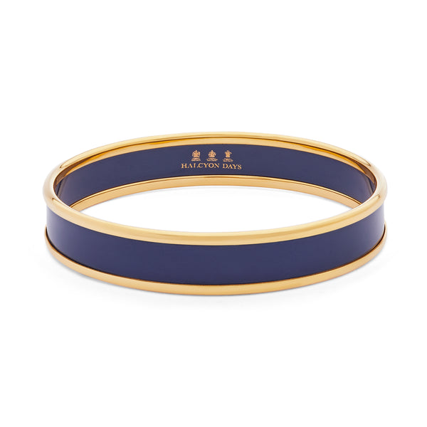 Preppy Push-On Enamel Bangle in Navy & Gold