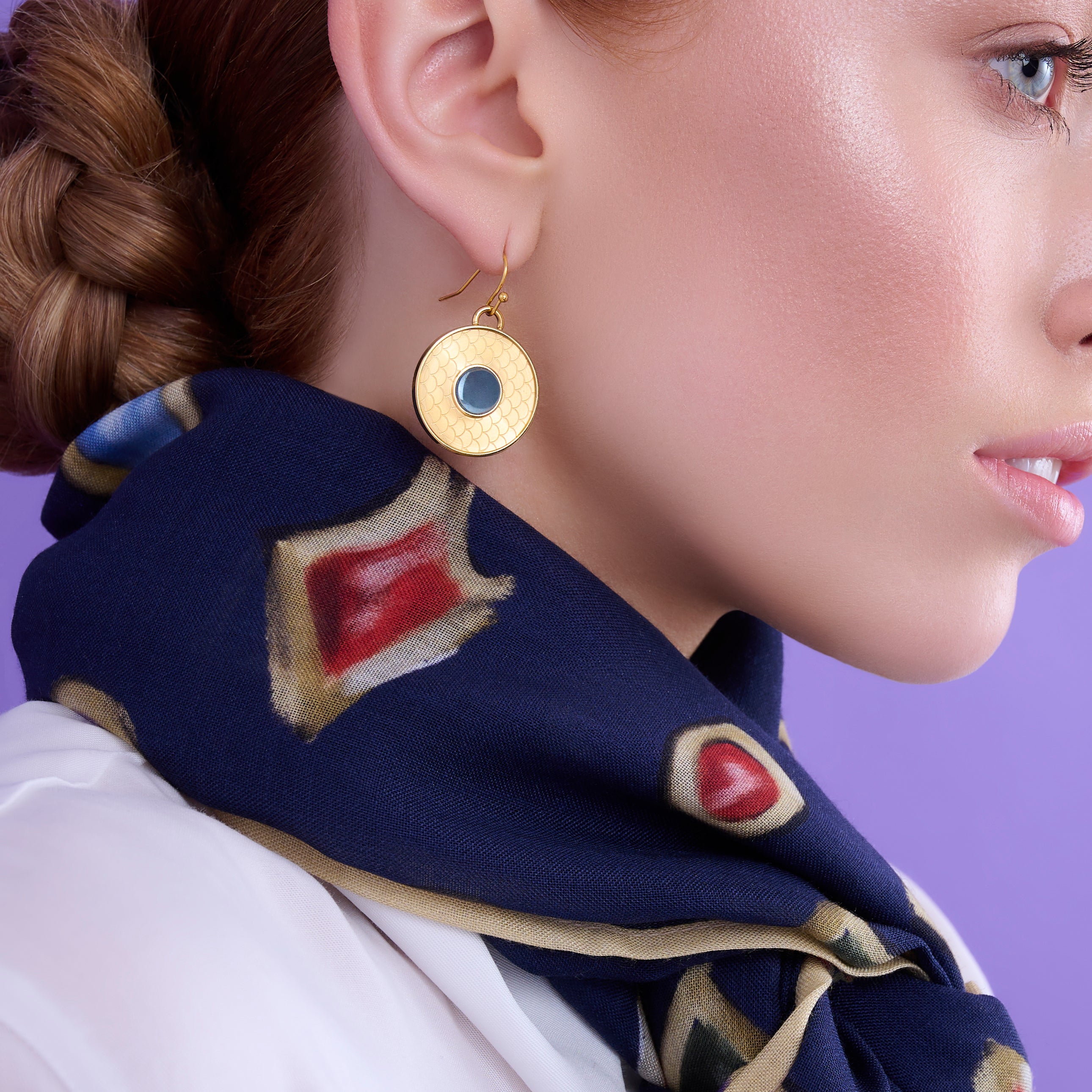 Salamander Cabochon Aquamarine Gold Earrings Halcyon Days
