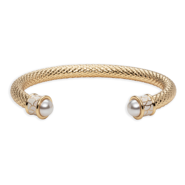 Salamander Torque Pearl & Gold Bangle | Halcyon Days – HALCYON DAYS