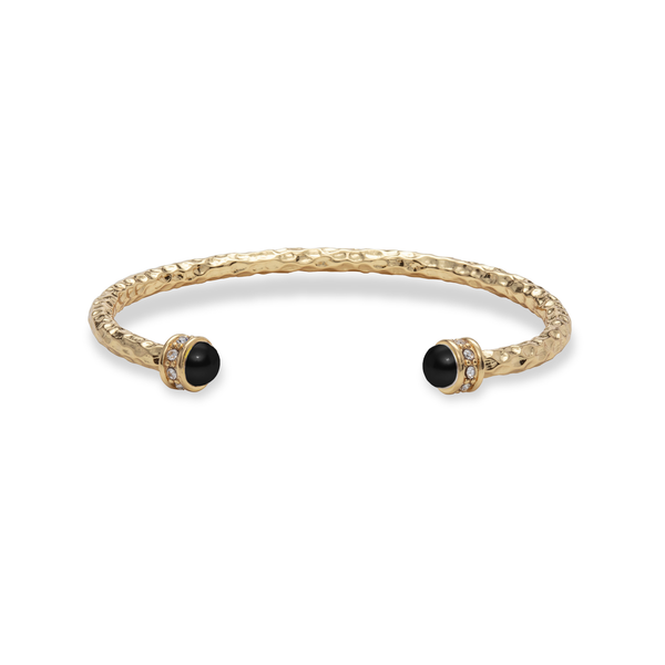 Hammered Torque Bangle in Black & Gold