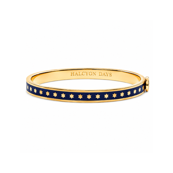 Skinny Star Hinged Bangle in Estate Blue & Gold