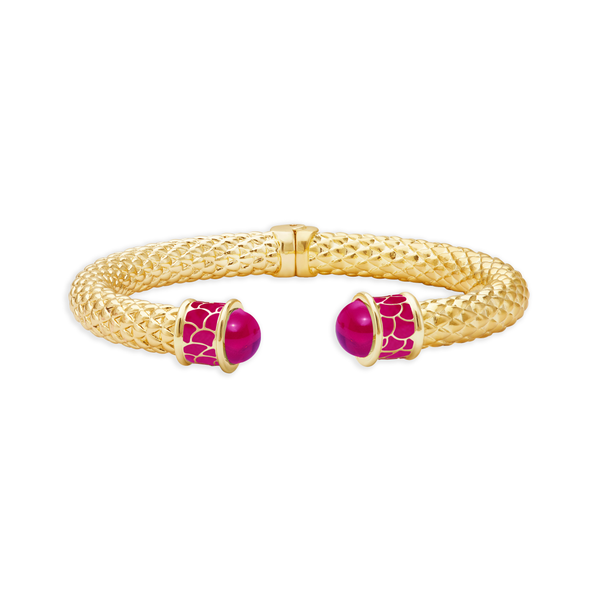 Minoan Hinged Bangle in Pink Tourmaline & Gold