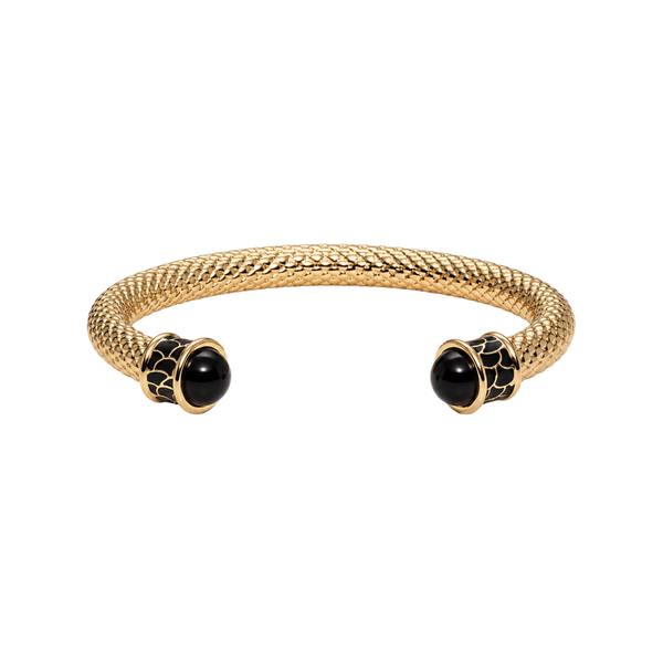 Salamander Torque Bangle in Black & Gold