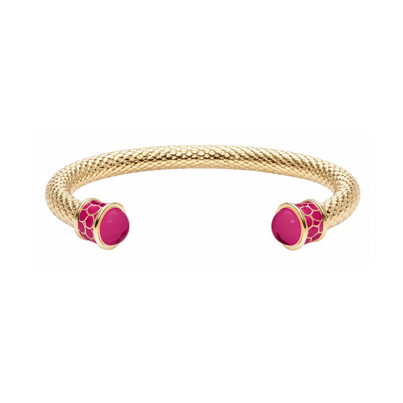 Salamander Torque Bangle in Pink Tourmaline & Gold