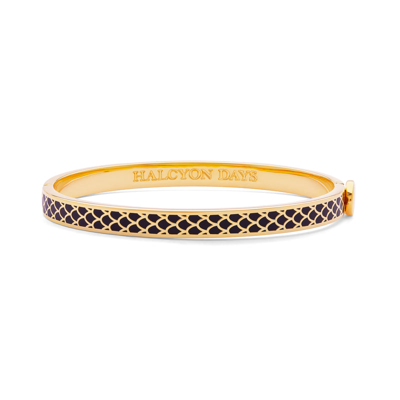 Skinny Salamander Hinged Bangle in Black & Gold