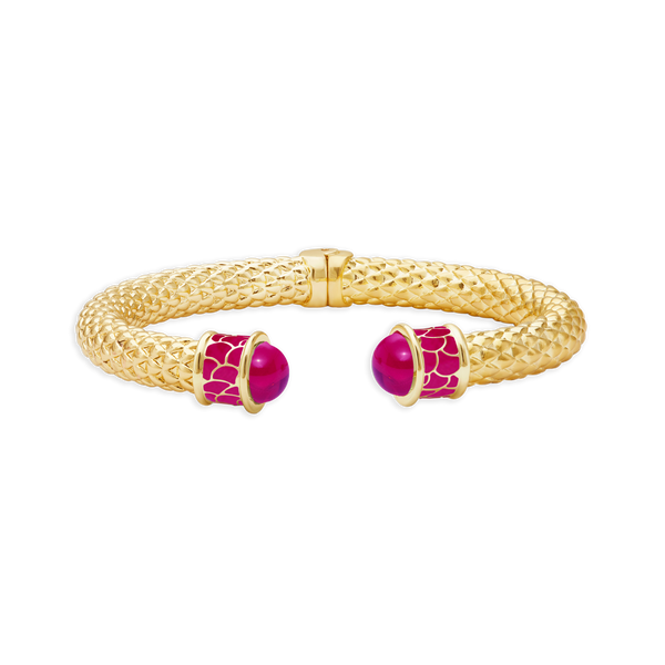 Minoan Hinged Bangle in Pink Tourmaline & Gold