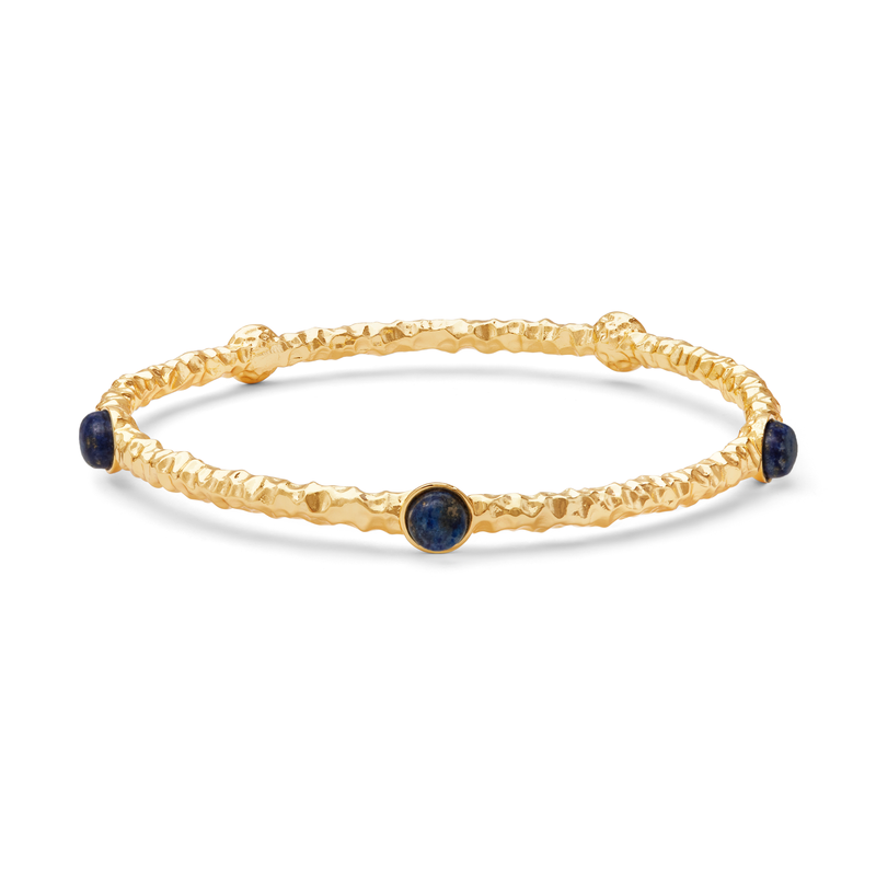 Cabochon Push-On Bangle in Deep Cobalt & Gold