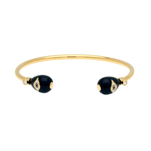 Evil Eye Midnight Blue & Gold Torque Bangle
