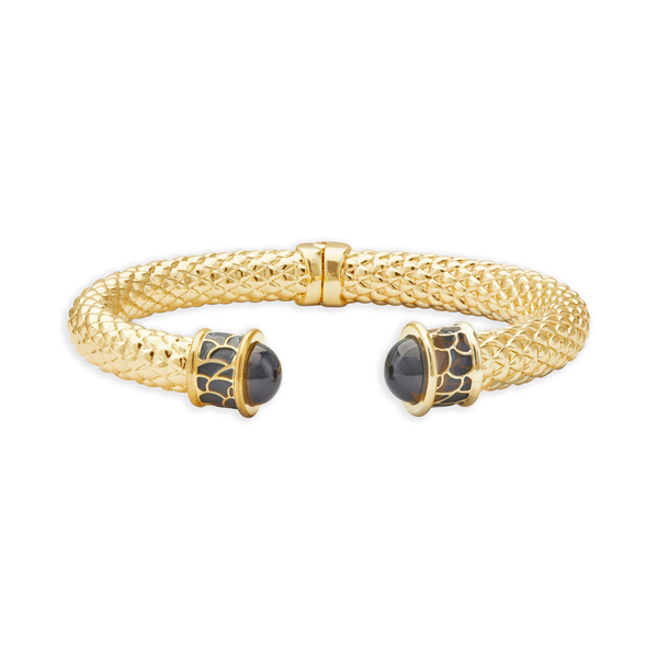 Minoan Hinged Bangle in Black & Gold
