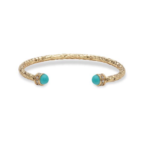 Hammered Torque Bangle in Turquoise & Gold
