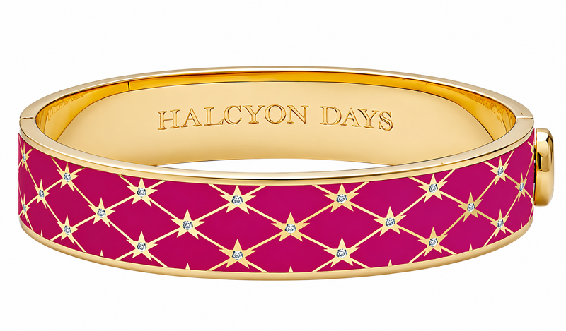 Star Sparkle Trellis Hinged Bangle in Pink Tourmaline & Gold