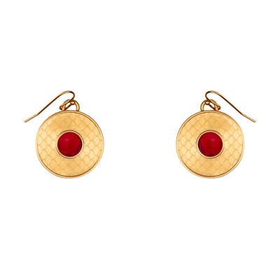 Salamander Cabochon Ruby & Gold Earrings