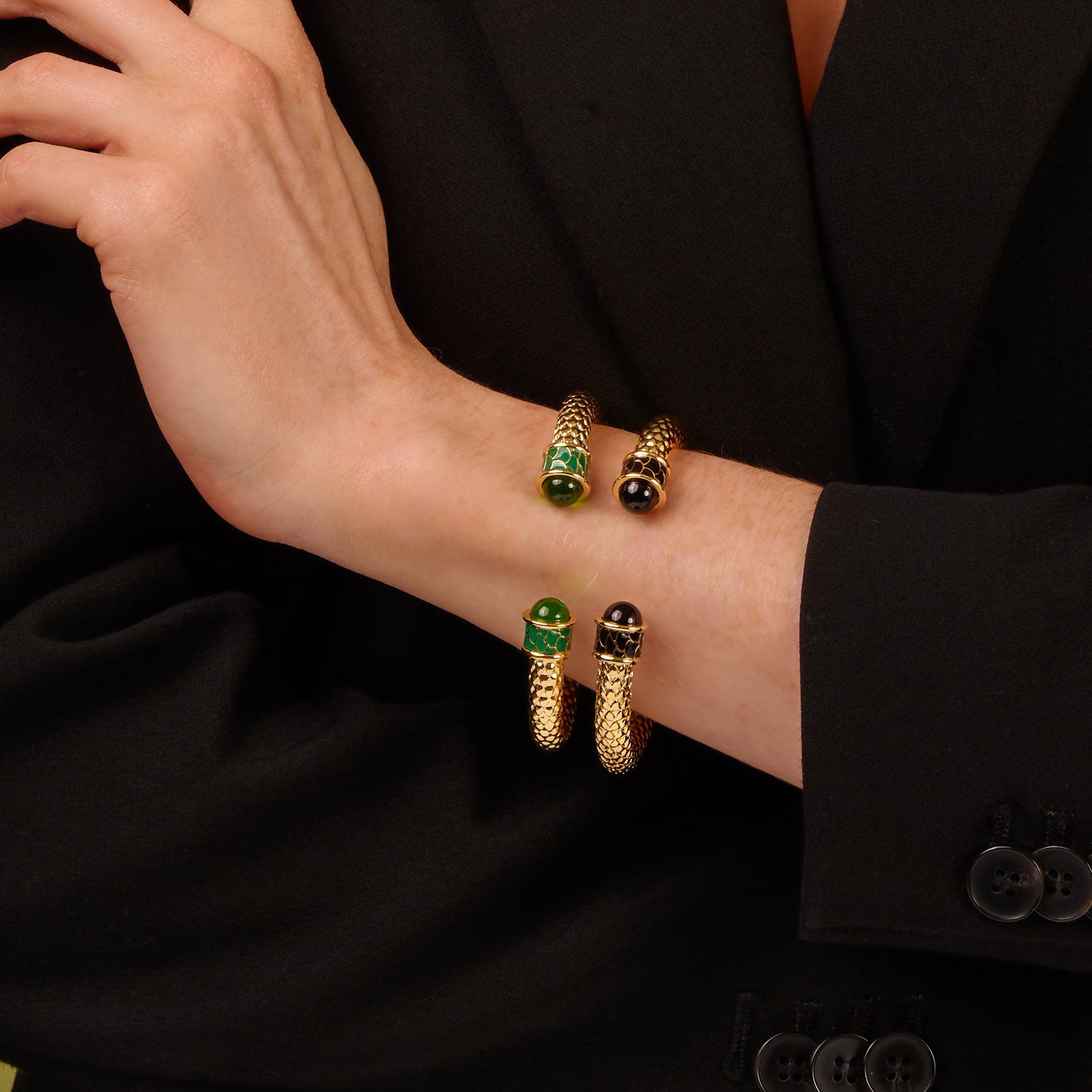 Salamander Torque Black Gold Bangle | Halcyon Days – HALCYON DAYS