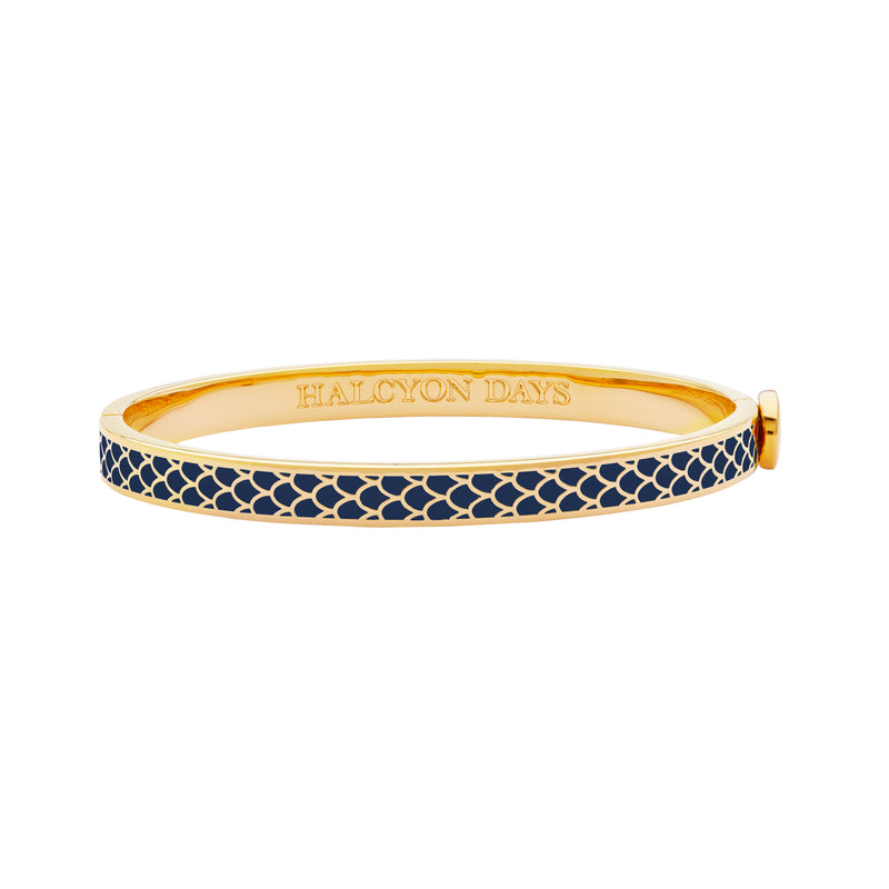 Skinny Salamander Hinged Bangle in Estate Blue & Gold