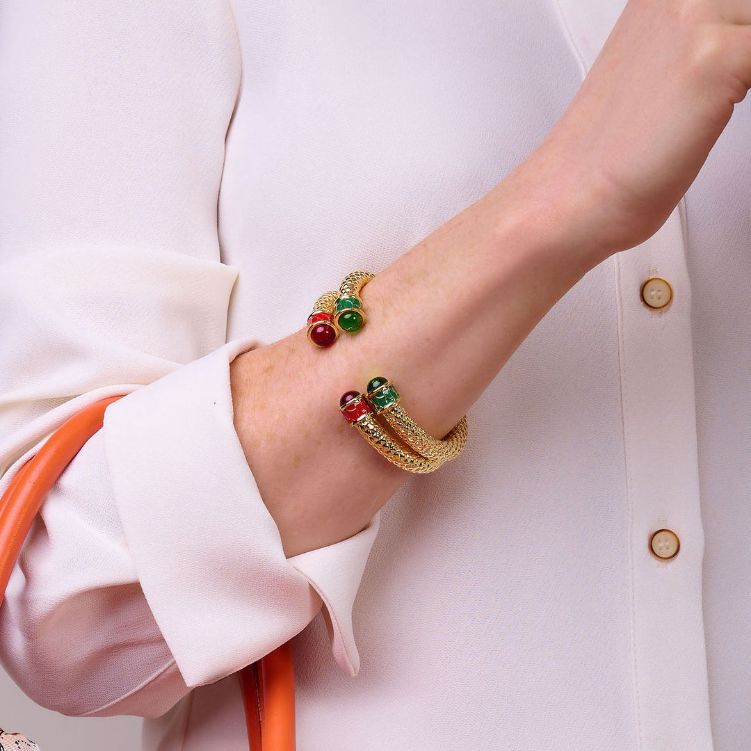 Minoan Torque Ruby & Gold Bangle – Halcyon Days