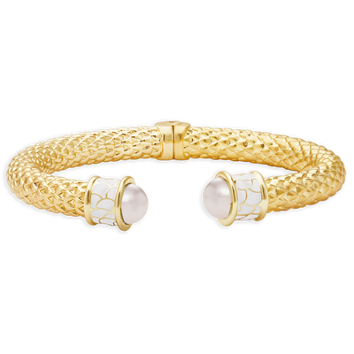 Minoan Torque Pearl & Gold Bangle