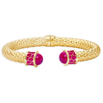 Minoan Torque Pink Tourmaline & Gold Bangle