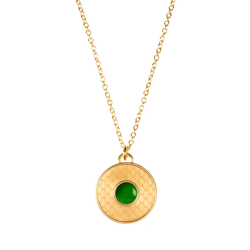 Salamander Cabochon Emerald & Gold Necklace