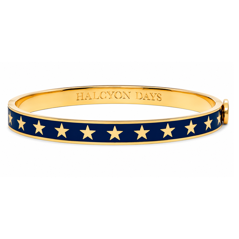 Skinny Star Hinged Bangle in Estate Blue & Gold