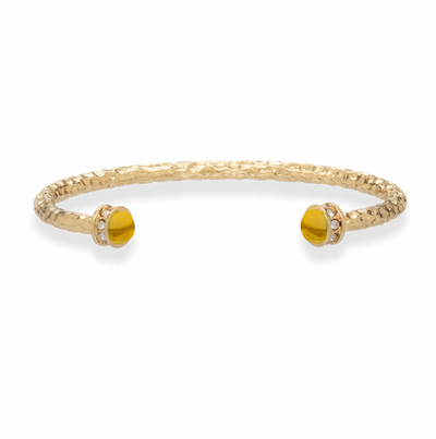 Hammered Torque Citrine Gold Bangle