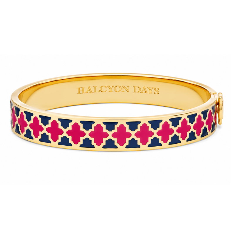 Agama Two Tone Hinged Bangle in Estate Blue & Pink Tourmaline Gold