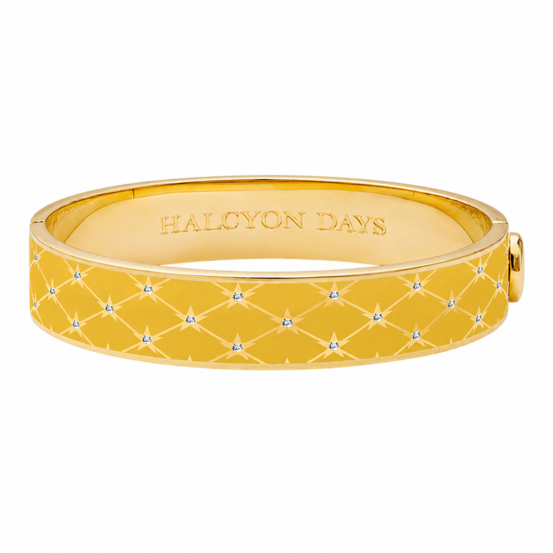 Star Sparkle Trellis Hinged Bangle in Yellow & Gold