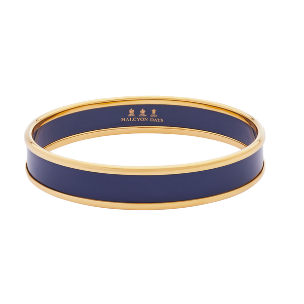 Preppy Push-On Enamel Bangle in Navy & Gold