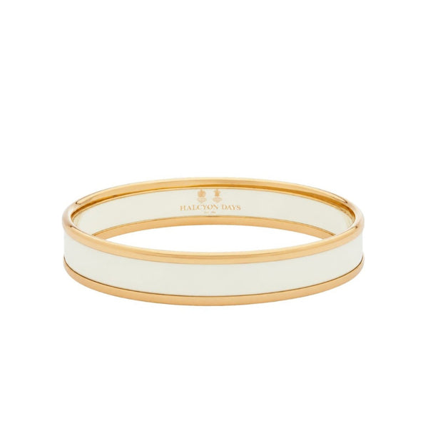 Preppy Push-On Enamel Bangle in Cream & Gold