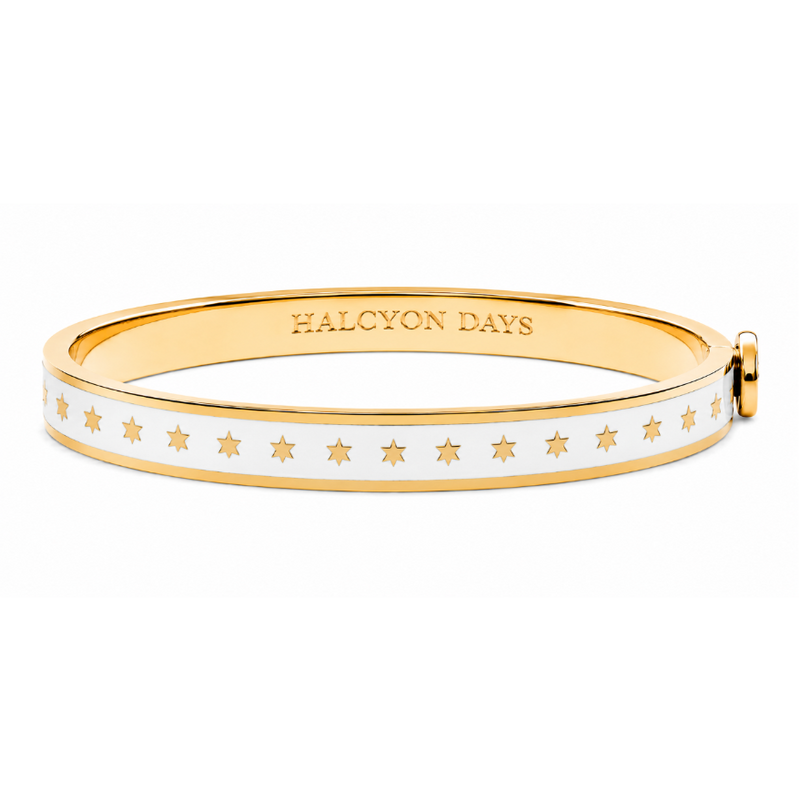 Skinny Star Hinged Bangle in Cream & Gold