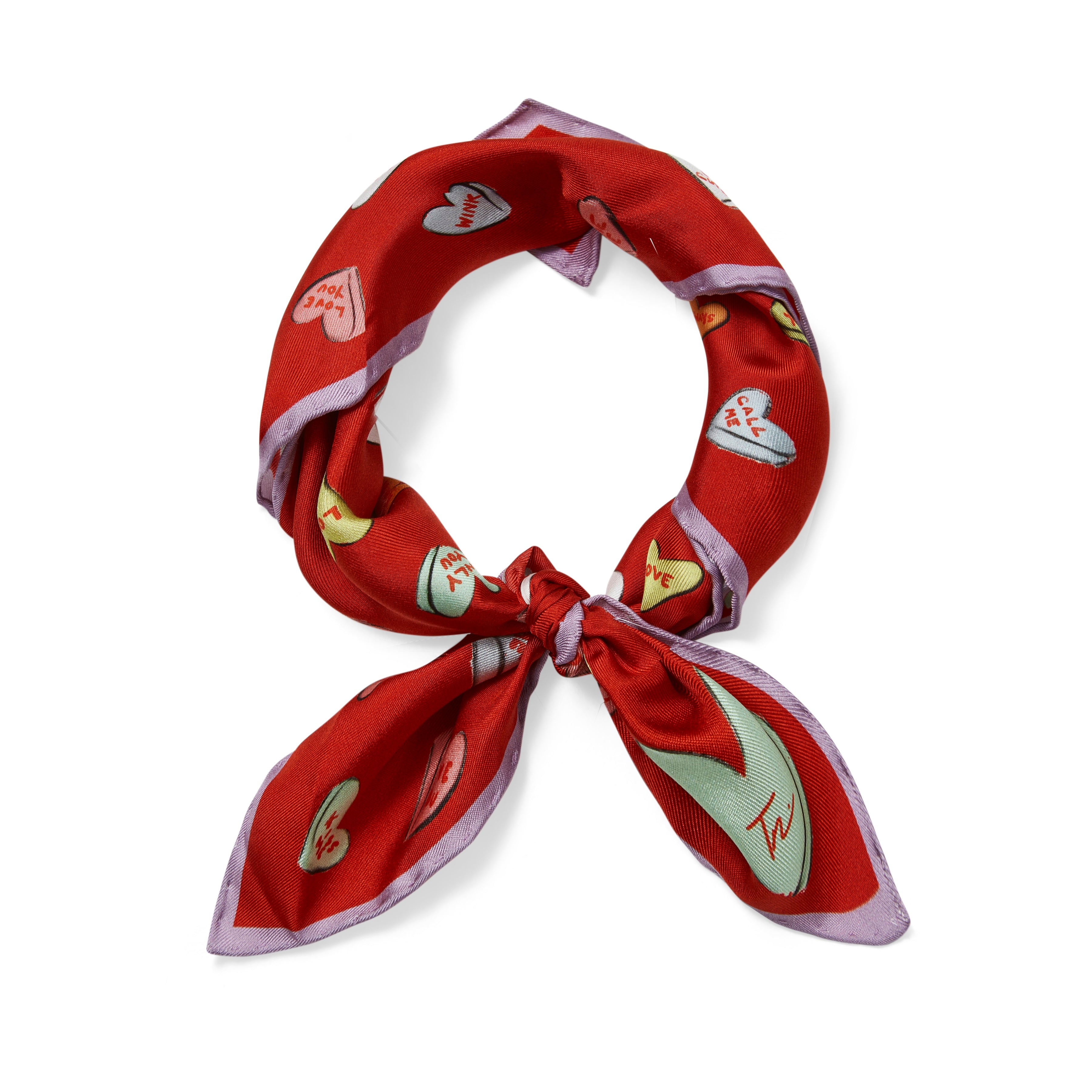 Love Hearts Red Silk Mini Scarf – HALCYON DAYS