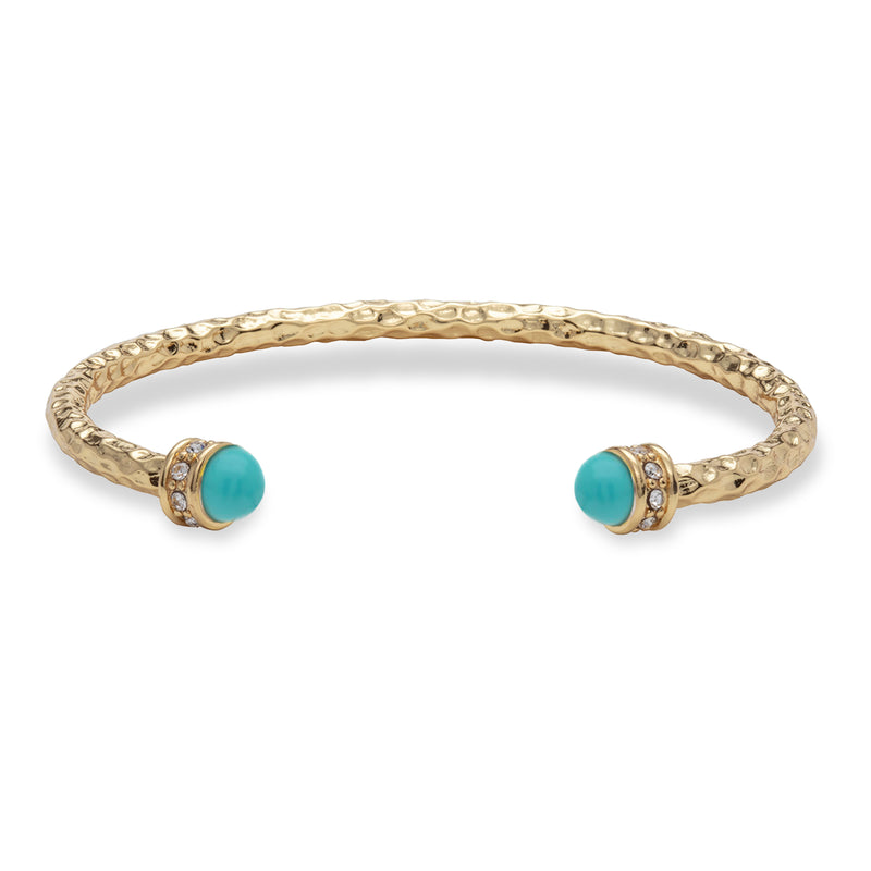 Hammered Torque Bangle in Turquoise & Gold