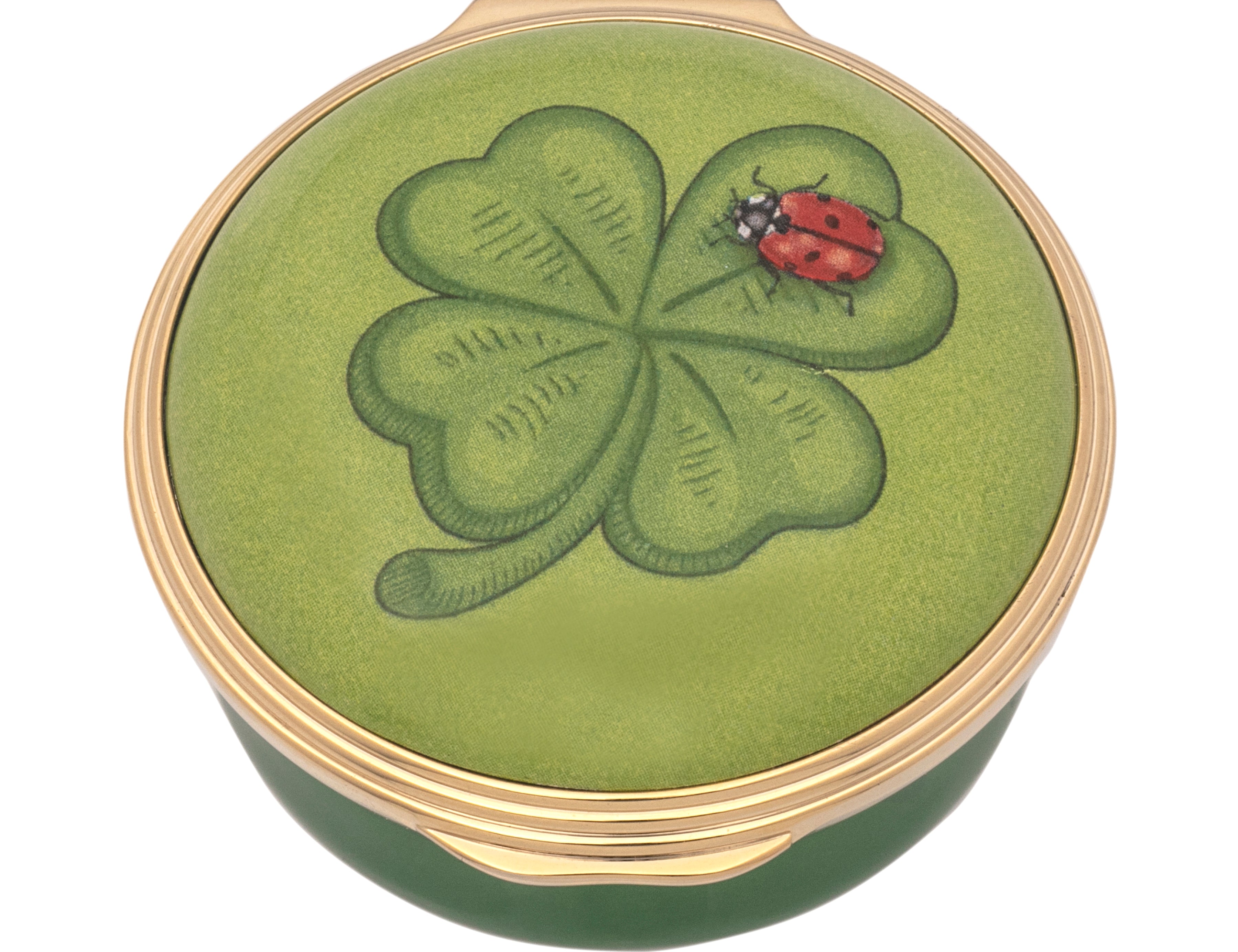 "Good Luck" green Enamel Box