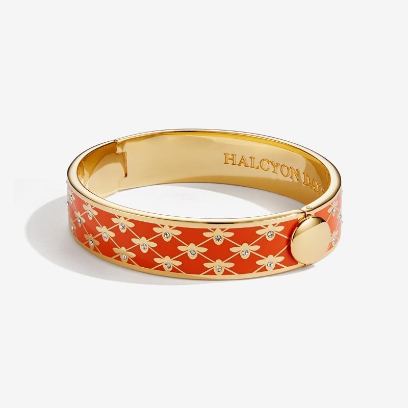 Bee Sparkle Trellis Orange & Gold Bangle | Halcyon Days – Halcyon Days